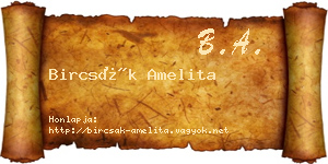 Bircsák Amelita névjegykártya